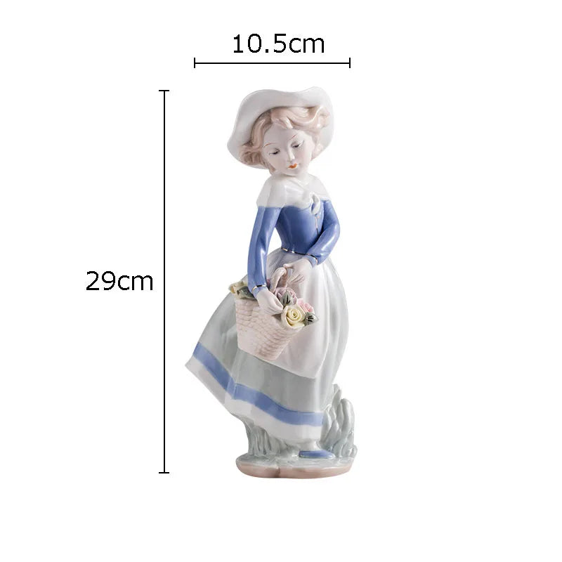 Afralia™ European Girl Ceramic Statue Decor - Modern Porcelain Figure Sculpture