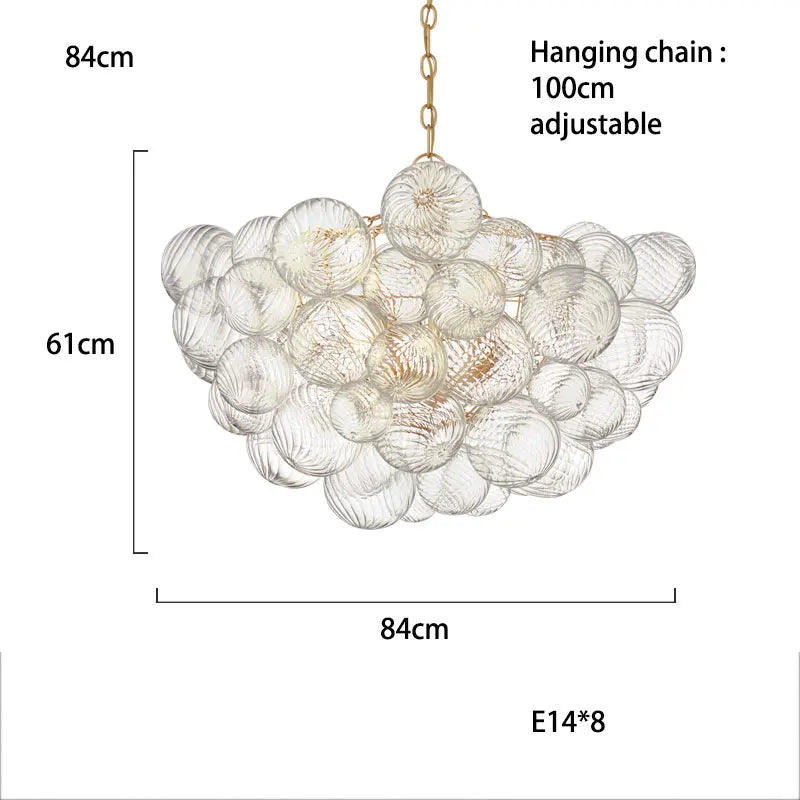 Afralia™ Glass Bubble Gold Chandelier LED Pendant Light for Dining Room