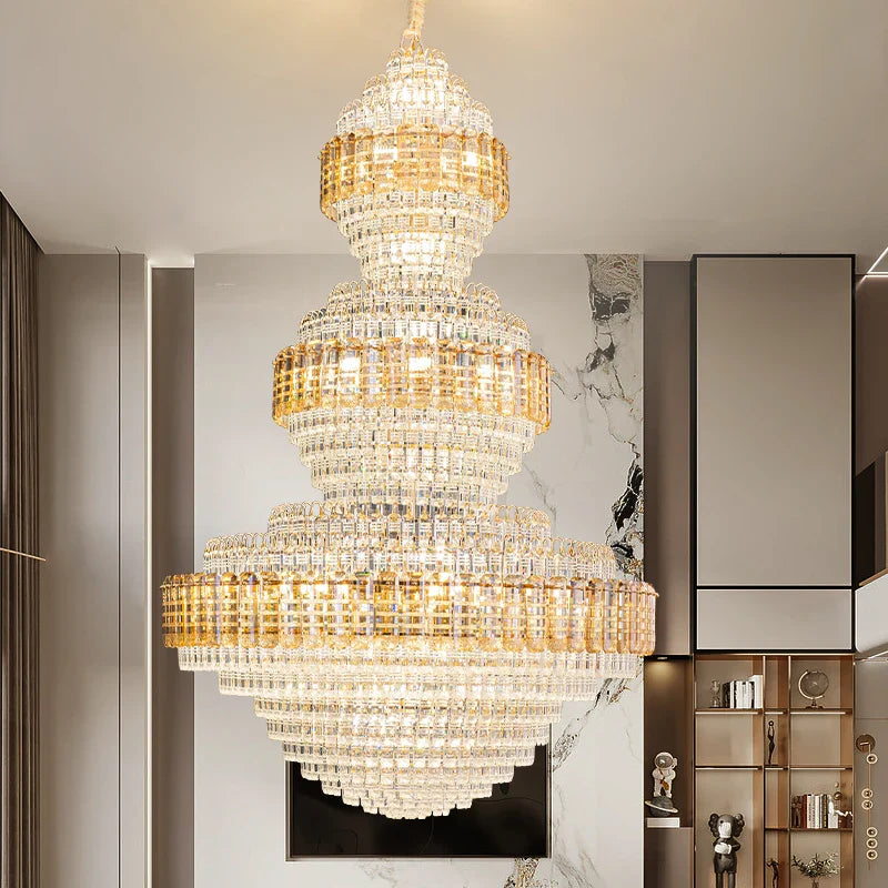 Afralia™ European Crystal Duplex Chandelier for Elegant Living Room and Villa décor.