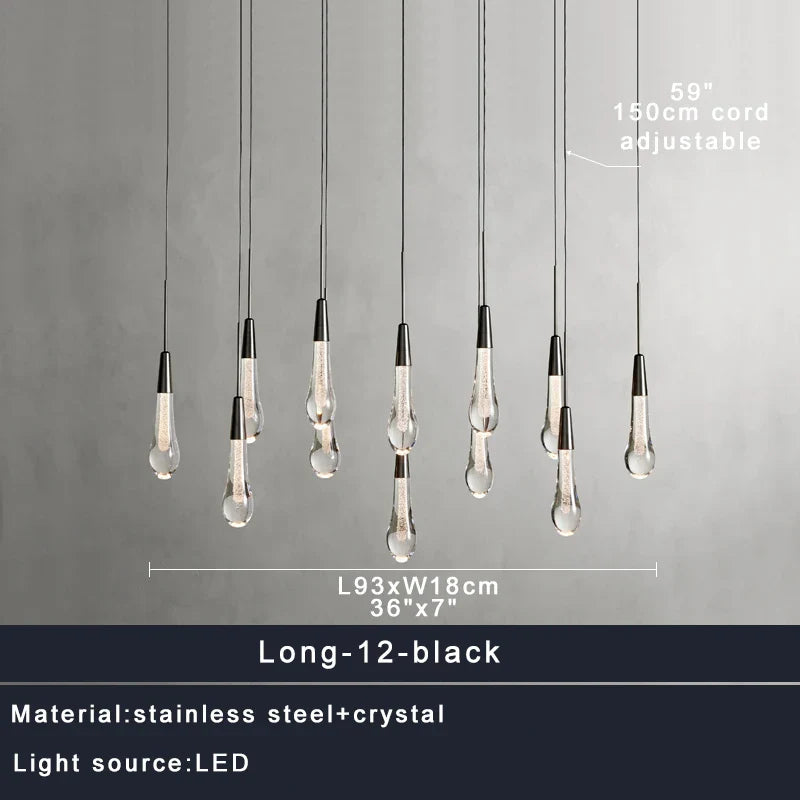 Afralia™ Crystal Water-drop Ceiling Chandelier: Elegant Dining Table Lighting Fixture