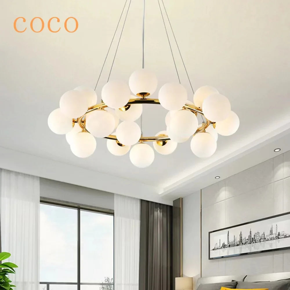 Afralia™ Glass Ball Ceiling Chandelier for Dining and Living Room Decor