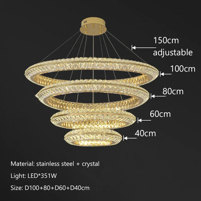 Afralia™ Modern Crystal Chandelier LED Pendant Lamp for Elegant Home Decor