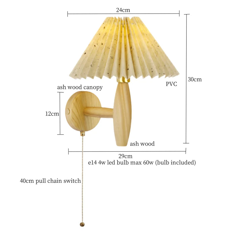 Afralia™ Cream PVC LED Wall Lamps Japanese Walnut Wood Applique Murale
