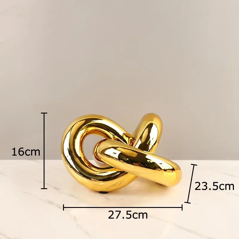 Afralia™ Gold-plated Knot Ornaments: Modern Geometric Resin Desk Decor & Room Craft