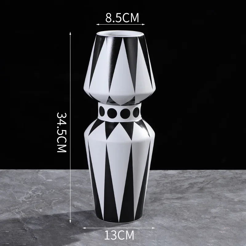 Afralia™ Ceramic Vase Modern Black White Irregular Geometric Living Room Decor
