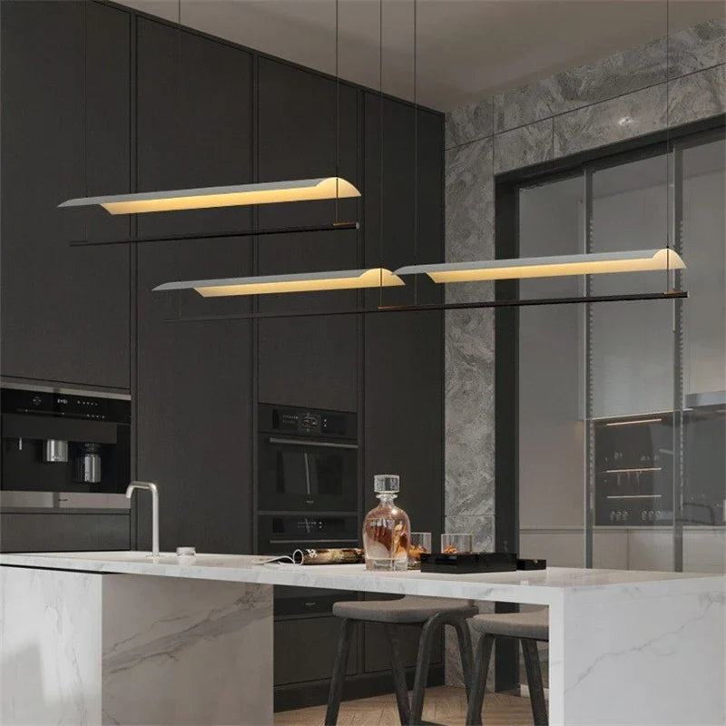 Afralia™ Nordic Iron Art LED Chandelier, Minimalist Designer Office Pendant Lighting, Modern Long Lamps