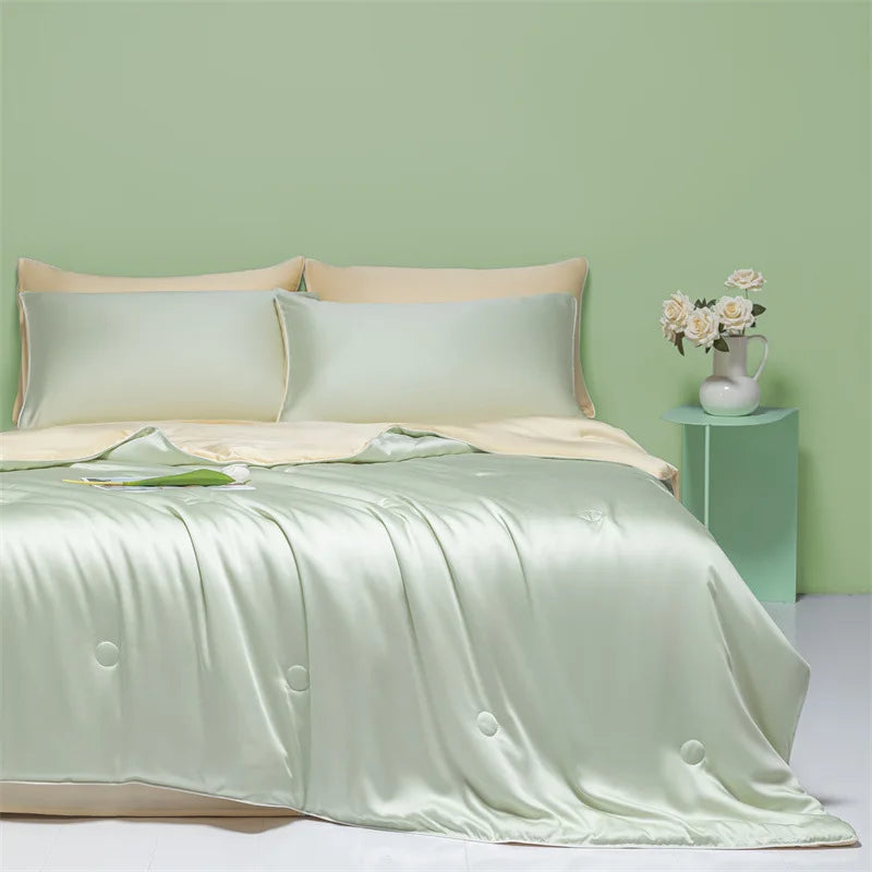 Afralia™ Cool Ice Silk Summer Quilt Set for Single Double Beds