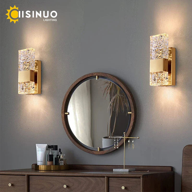 Afralia™ LED Crystal Wall Light with Remote, Dimmable 3000K 6000K for Bedroom and Living Room