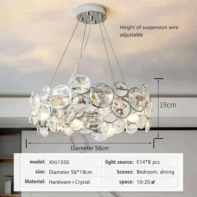 Afralia™ Crystal Ring Chandelier Chrome Ceiling Pendant Light