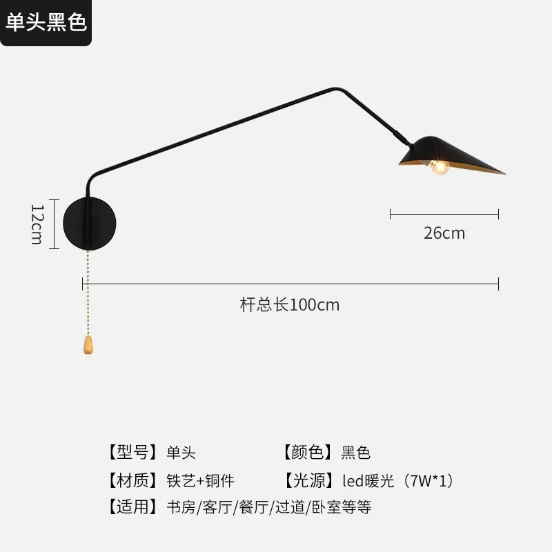Afralia™ Luxury Dawn Spider Serge Mouille Swing Arm Wall Lamp LED E27 White