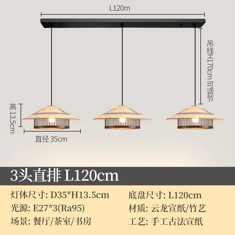 Afralia™ Three Headed Walnut Dining Table Chandelier