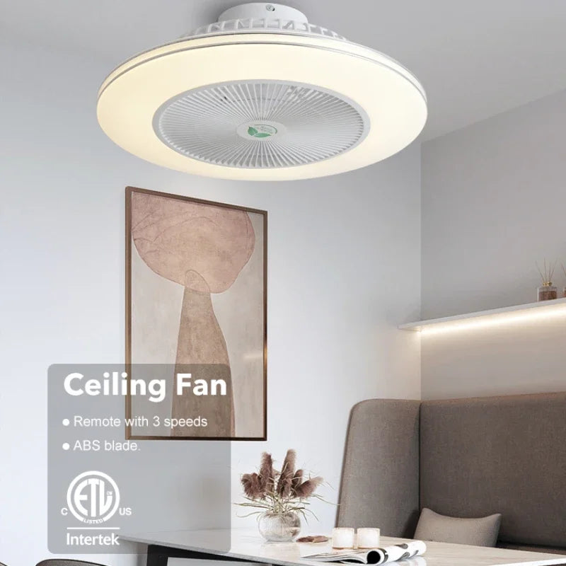 Afralia™ Modern Decorative Invisible Blade Ceiling Fan With LED Light