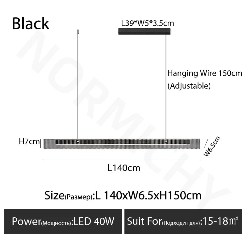 Afralia™ Modern Black Linear Glass Pendant Lamp