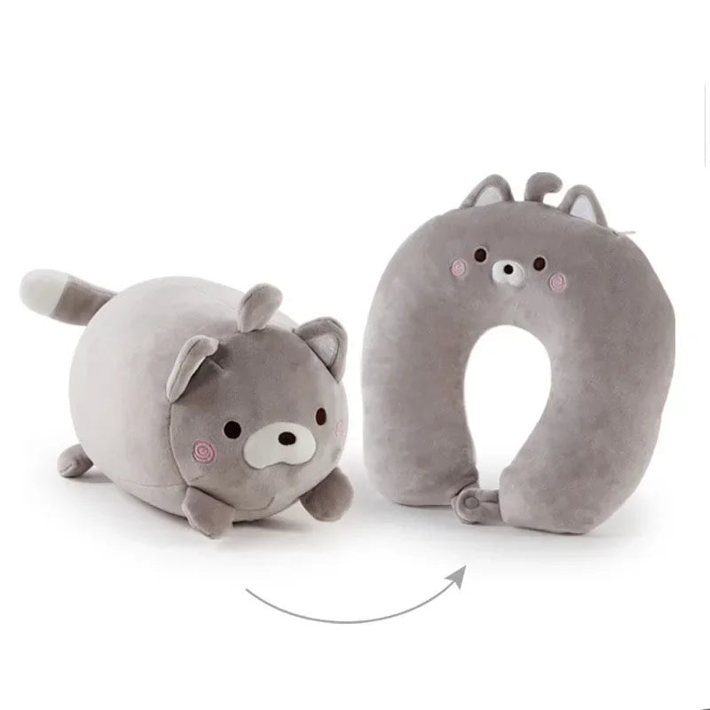 Afralia™ Cute Plush Animal Neck Pillow for Comfortable Travel & Office Rest