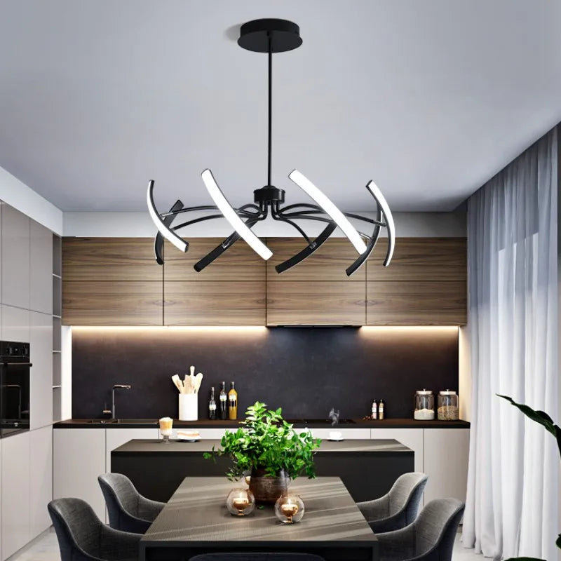 Afralia™ Modern LED Ceiling Chandelier with Remote Control for Living Room - Bedroom Lighting