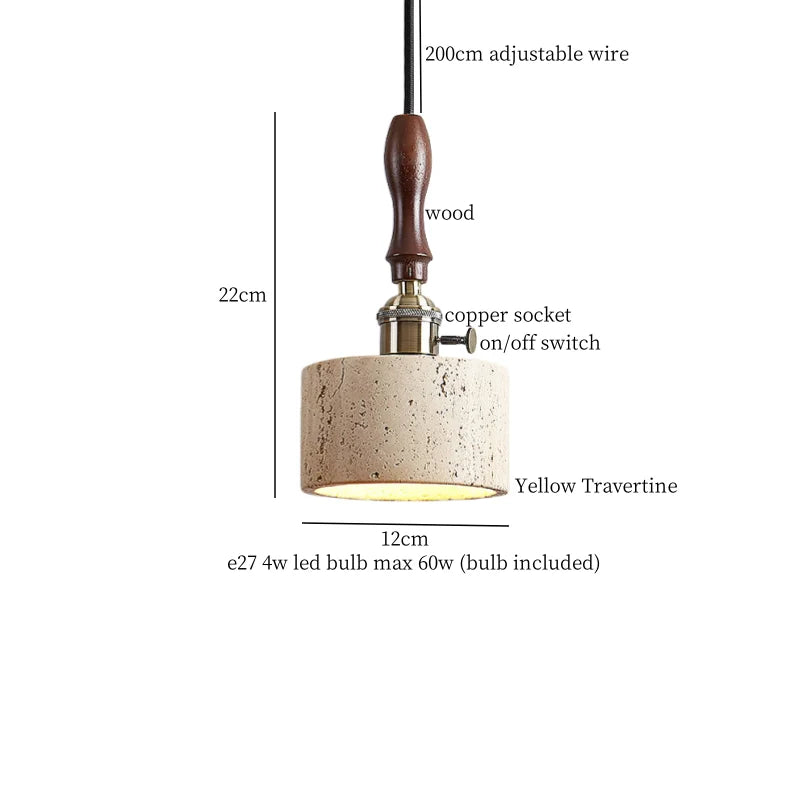 Afralia™ Yellow Travertine LED Hanging Lamp for Home, Cafe, and Bedroom Decor