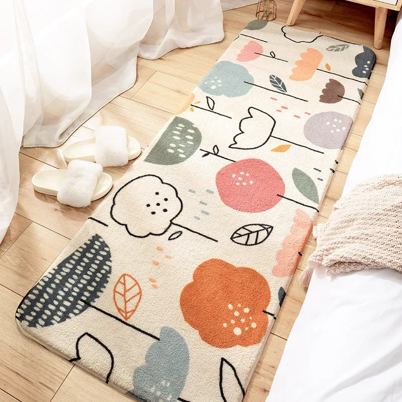 Afralia™ Cozy Faux Lamb Wool Bedside Rug for Bedroom Decor Anti-Slip Soft Living Room Carpet