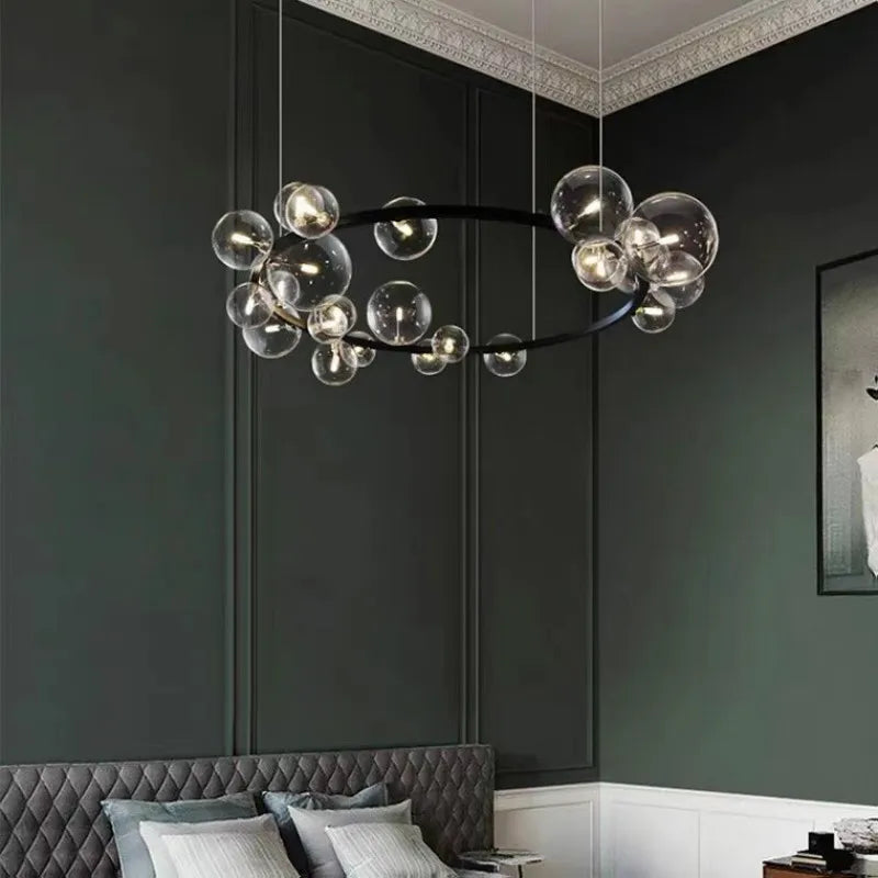 Afralia™ Glass Ball G9 LED Chandelier: Modern Minimalist Nordic Design