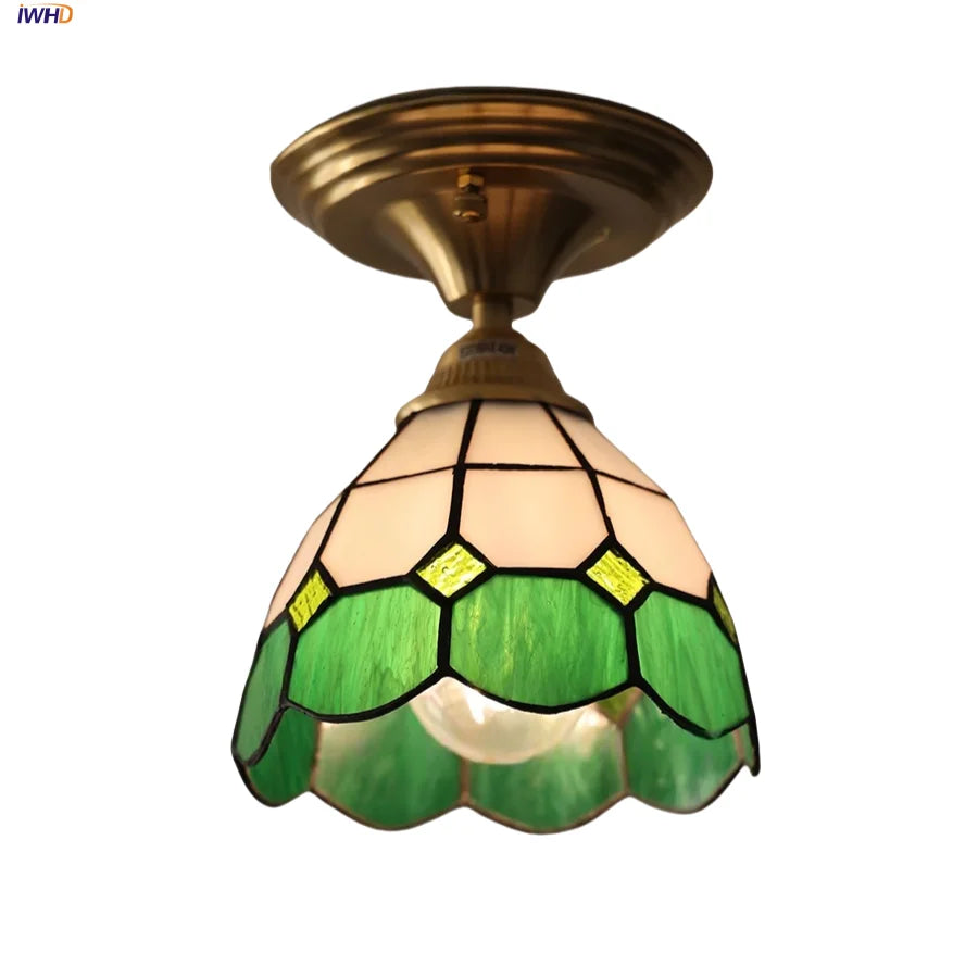 Afralia™ Tiffany Glass LED Ceiling Light - Modern Nordic Style Flush Mount Lamp