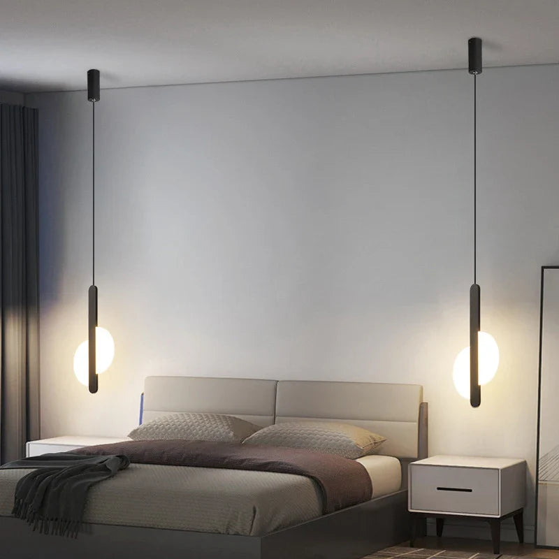 Afralia™ Nordic Black LED Chandelier Minimalist Art Acrylic Lighting for Home, Restaurant, Bar