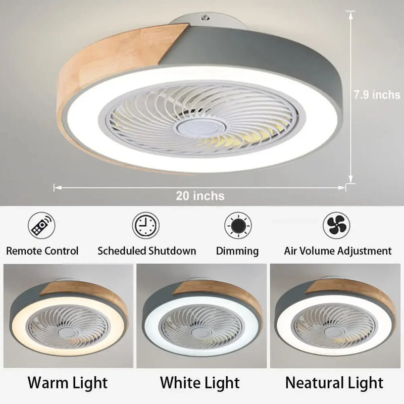 Afralia™ Wood Ceiling Fan Light with Remote Control & Dimmable LED - Modern Low Profile