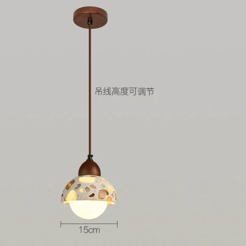 Afralia™ Terrazzo Pendant Lights: French Retro Handmade Design for Bedroom, Dining, Kitchen Island