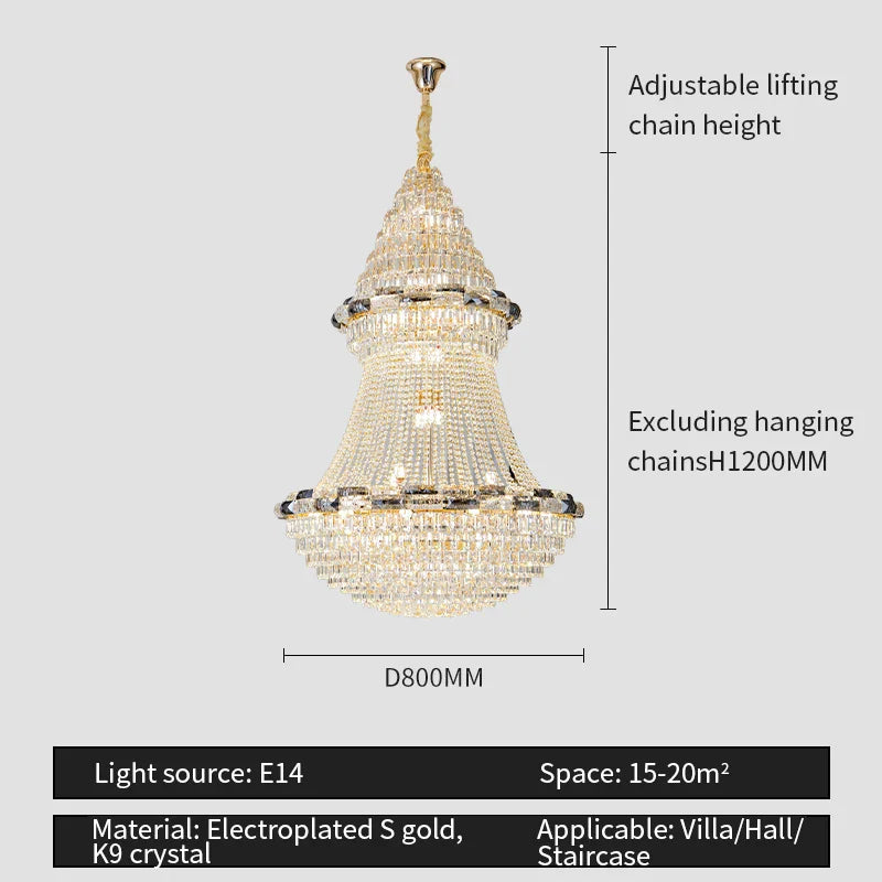 Afralia™ Light Luxury Crystal Chandelier - Post-modern Bedroom Dining Room Living Room Elegant Design