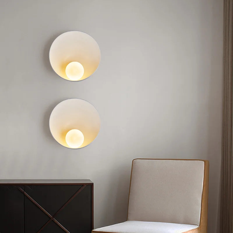 Afralia™ White Brown Shell Wall Lamp: Japanese Style LED Sconces for Bedrooms and Corridors