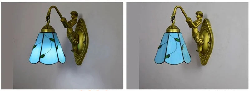 Afralia™ Nordic Tiffany Glass Wall Lamp for Bedroom and Corridor