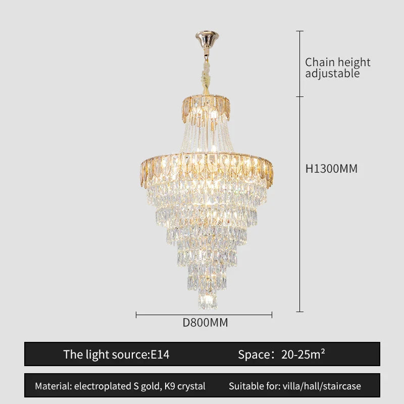 Afralia™ Crystal Chandelier Art Living Room Lighting for Duplex Buildings and High-End Restaurants