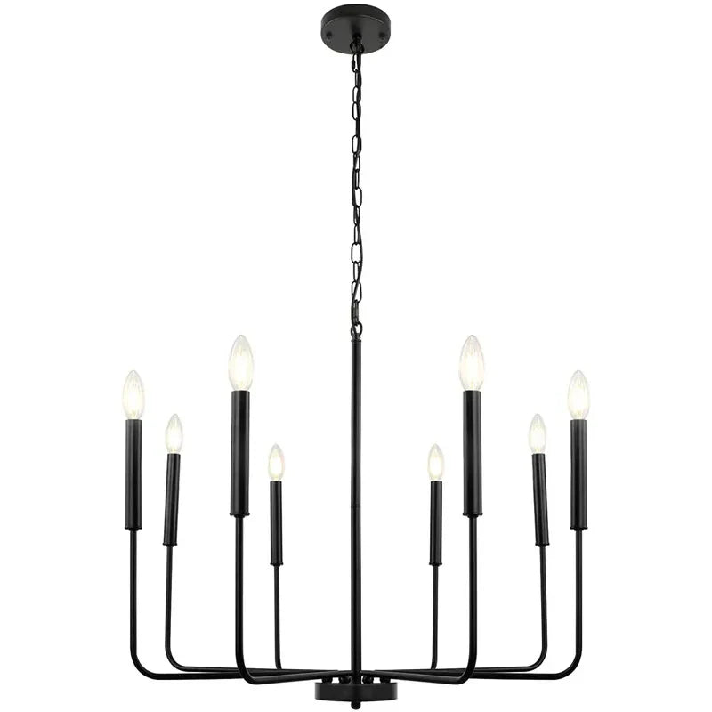 Afralia™ Modern Farmhouse 8-Light Brass & Black Candle Chandelier