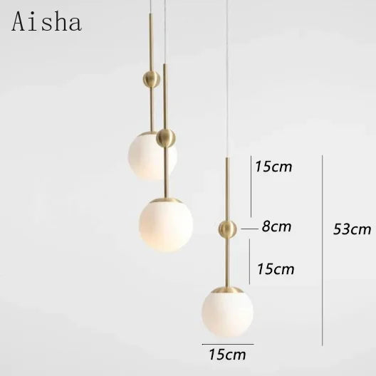 Afralia™ Gold Glass Chandelier 3-Head Lamp Fixture for Living & Dining Room