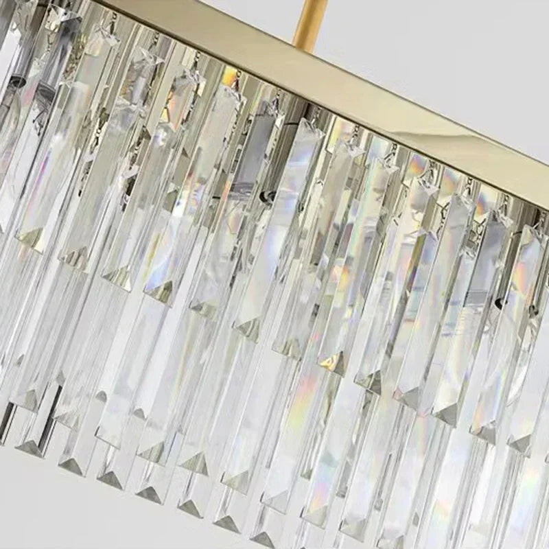 Afralia™ Nordic Crystal Kitchen Island Chandelier - Luxury Rectangle Pendant Light