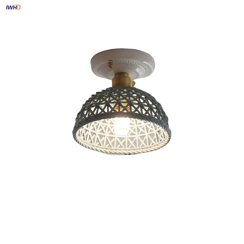 Afralia™ Blue Hollow-out Ceramic LED Ceiling Lamp