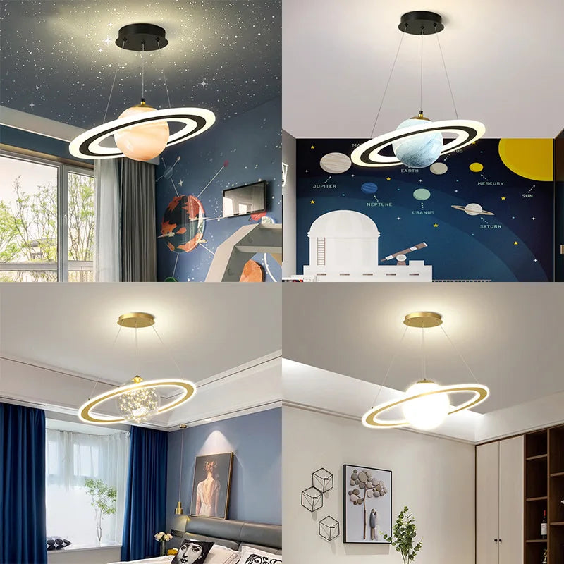 Afralia™ Astronaut Ball LED Light: Modern Boys Room Decor, Acrylic Planet Earth Pendant