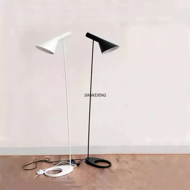 Afralia™ Arne Jacobsen Corner Floor Lamp Black White LED Modern Living Room Decor