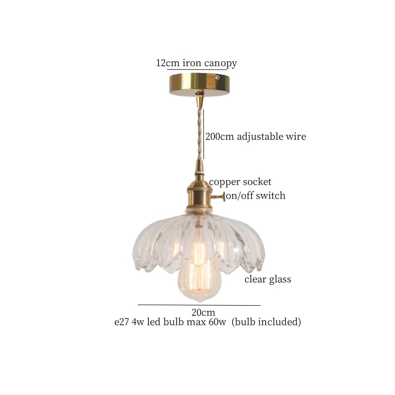 Afralia™ Lotus Leaf Glass LED Pendant Light - Japanese Style Loft Bar Living Dining Bedroom