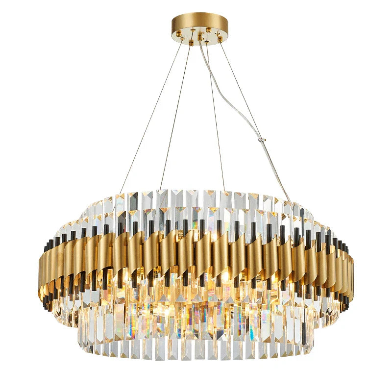 Afralia™ Gold Crystal Chandelier LED Ceiling Pendant Light - Luxurious Living Room Decor