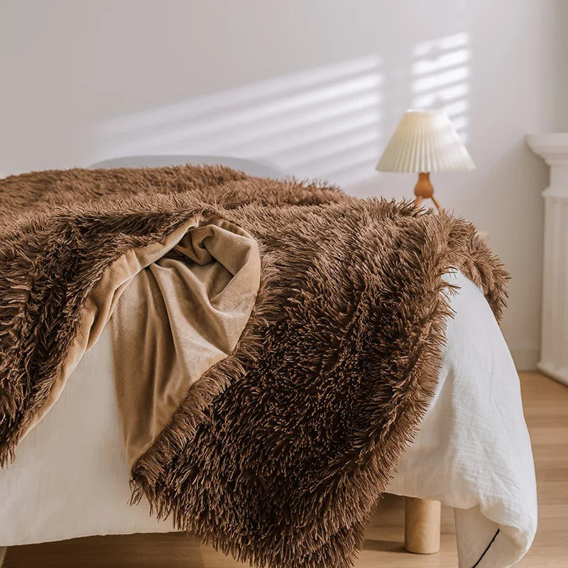 Afralia™ Peacock Velvet Plush Blanket: Soft & Cozy Sofa Cover, Simple Fluffy Bedroom Throw