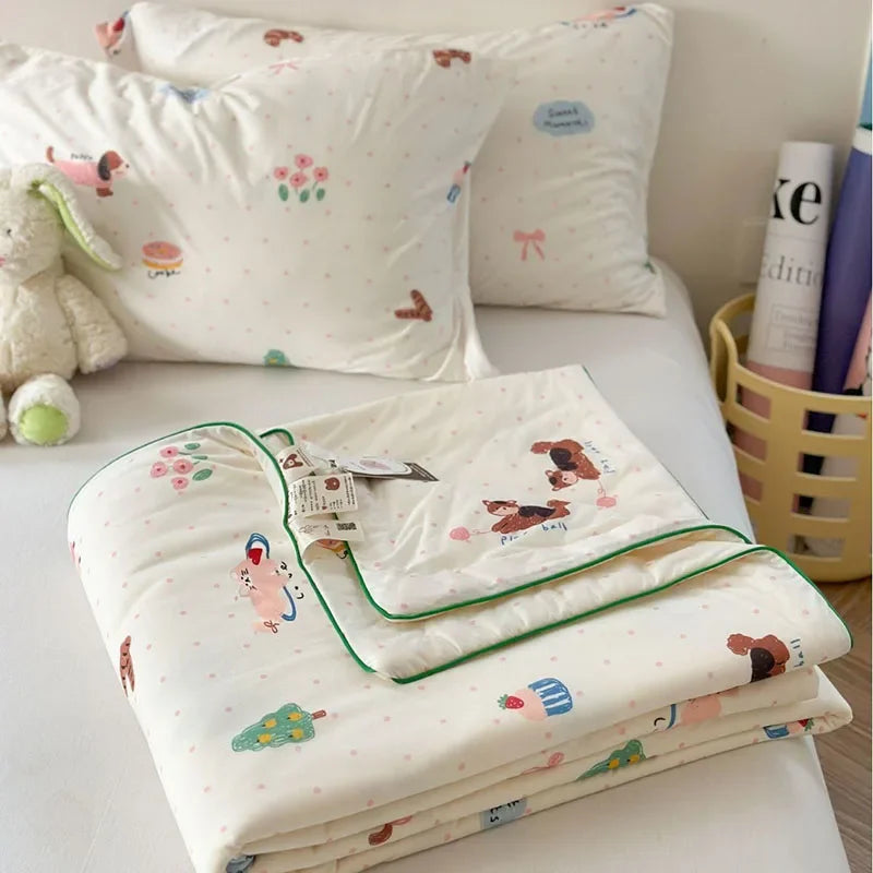Afralia™ Children Cartoon Summer Cooling Quilt - Double Bed Breathable Thin Blanket Duvet