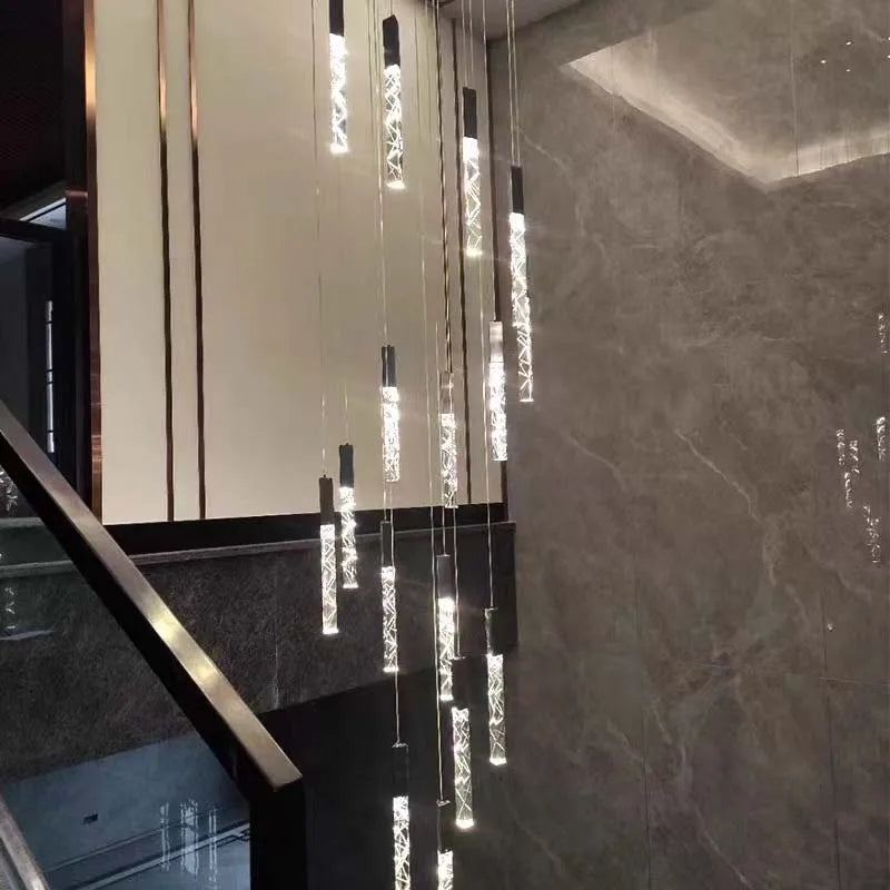 Afralia™ Crystal LED Chandelier: Modern Luxury Staircase & Living Room Hanging Lamp