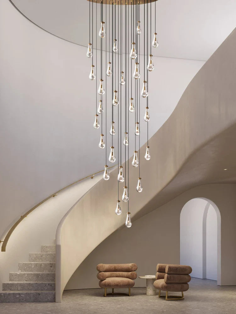 Afralia™ Waterdrop Glass Chandelier in Black Gold: Dimmable European Style for Home Decor