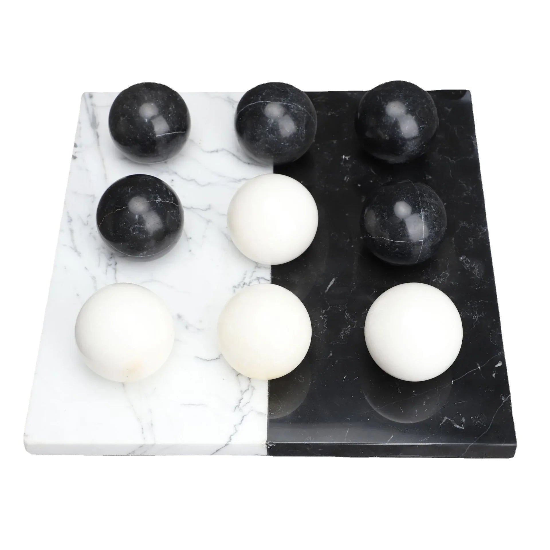 Afralia™ Marble Chessboard & Ball Decor Set for Home Decoration