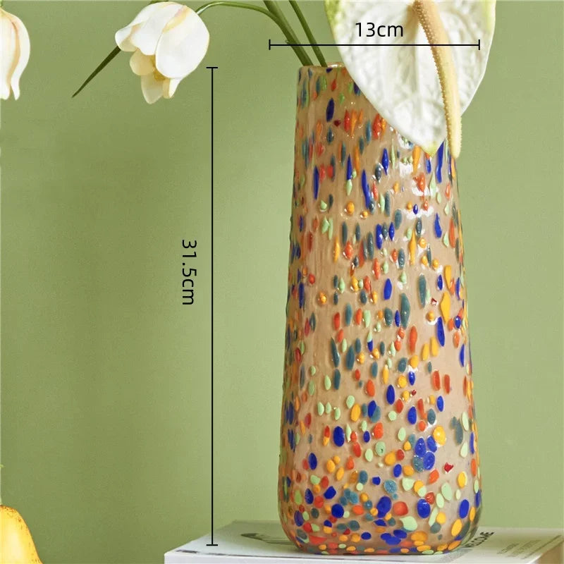 Afralia™ Glass Vase with Colorful Dots for Home Decor & Hydroponic Plants