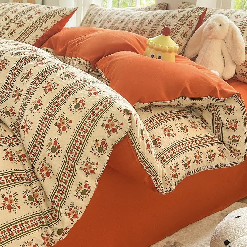 Afralia™ Plant Print Bedding Set - Twin Full Size Soft Comforter for Skin Friendly Bedroom Decor