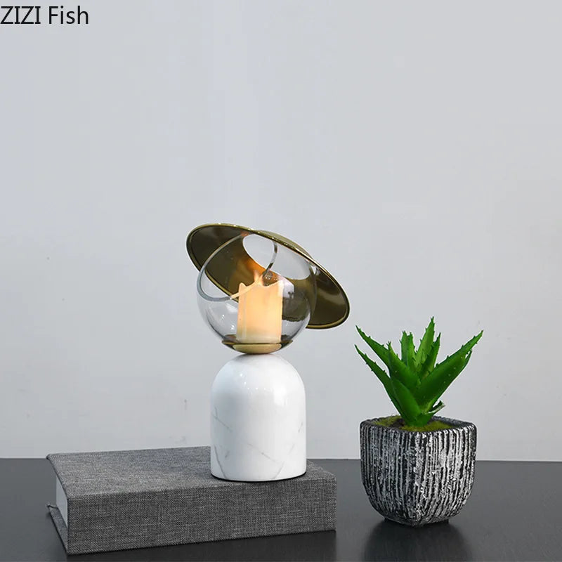 Afralia™ Marble Candle Holder for Romantic Dining Table Decor and Home Ornaments