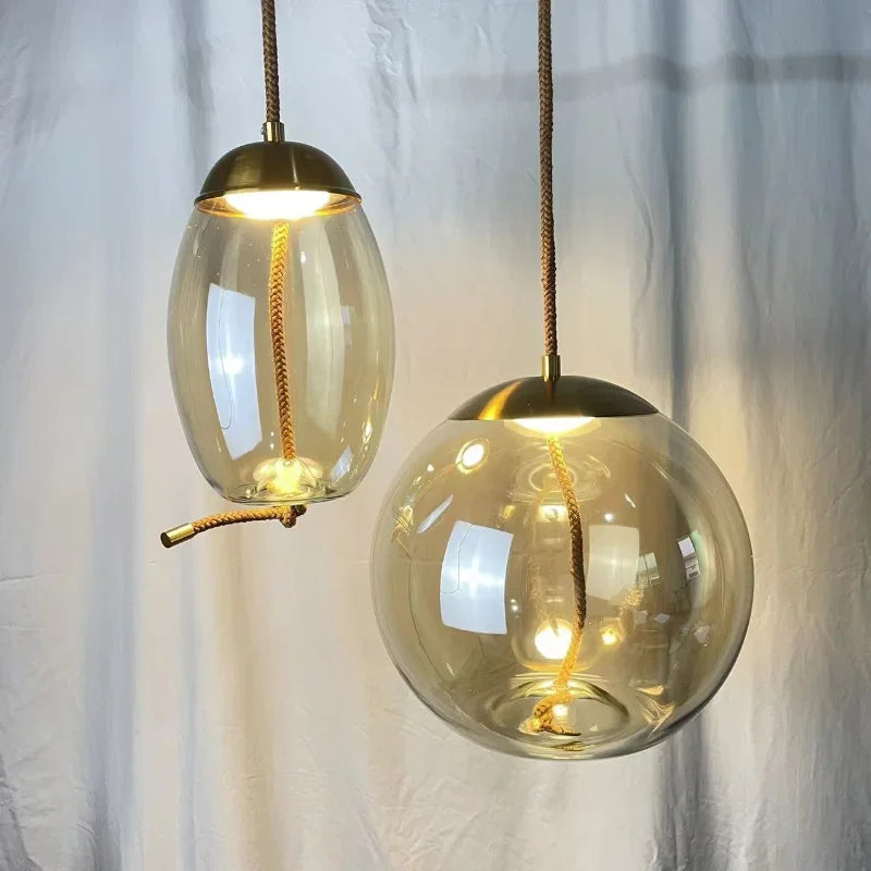 Afralia™ Scandinavian Knot Glass Pendant Lights Luminaria - Nordic Style Bedside Hanging Lamp