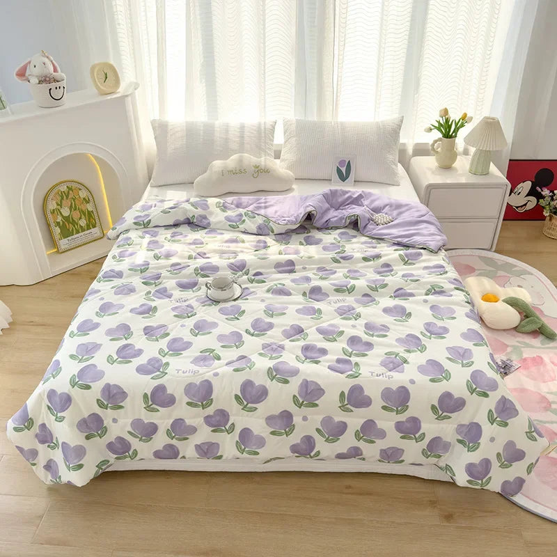 Afralia™ Printed Double Gauze Summer Quilt - Breathable & Skin-Friendly Cooling Comforter