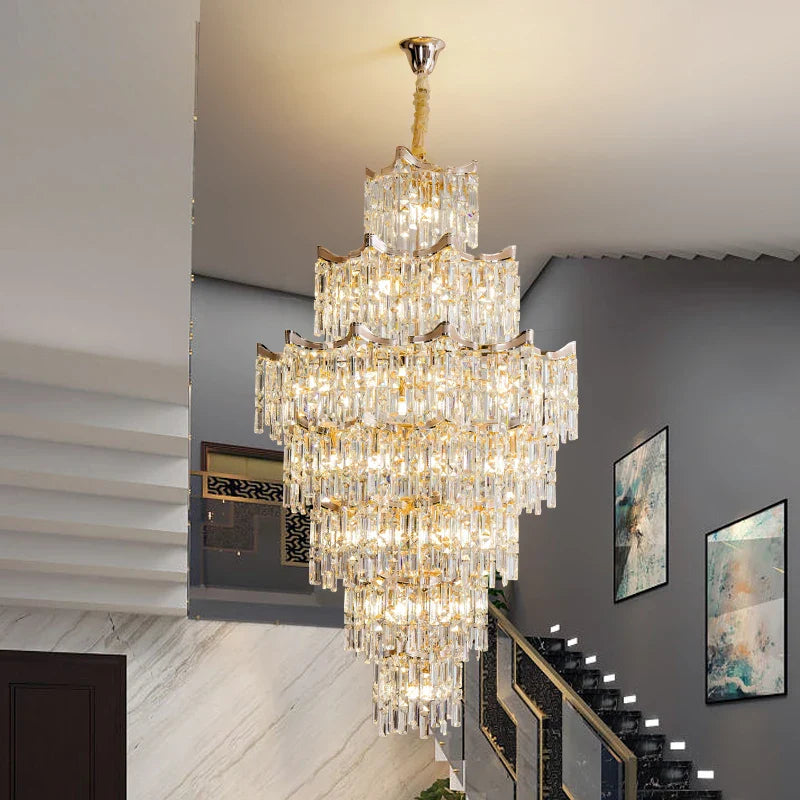 Afralia™ Elegant Crystal Chandelier for Duplex Living Room, Hotel Lobby - Luxury Atmosphere