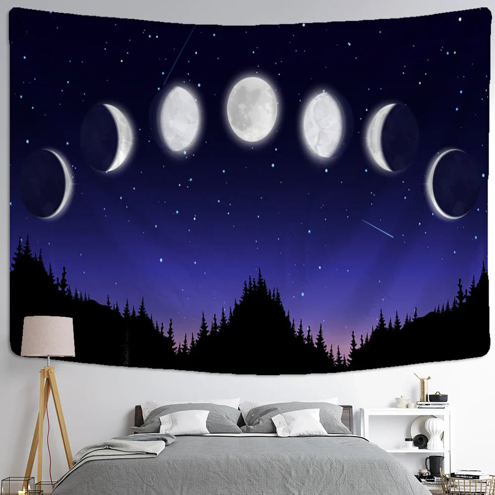 Afralia™ Starry Night View Tapestry: Bohemian Psychedelic Mystery Wall Hanging for Home Aesthetics